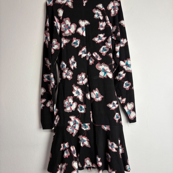 Tanya Taylor Noemie Floral Printed Mini Dress Long Sleeve Black White Size 4 - Picture 7 of 9